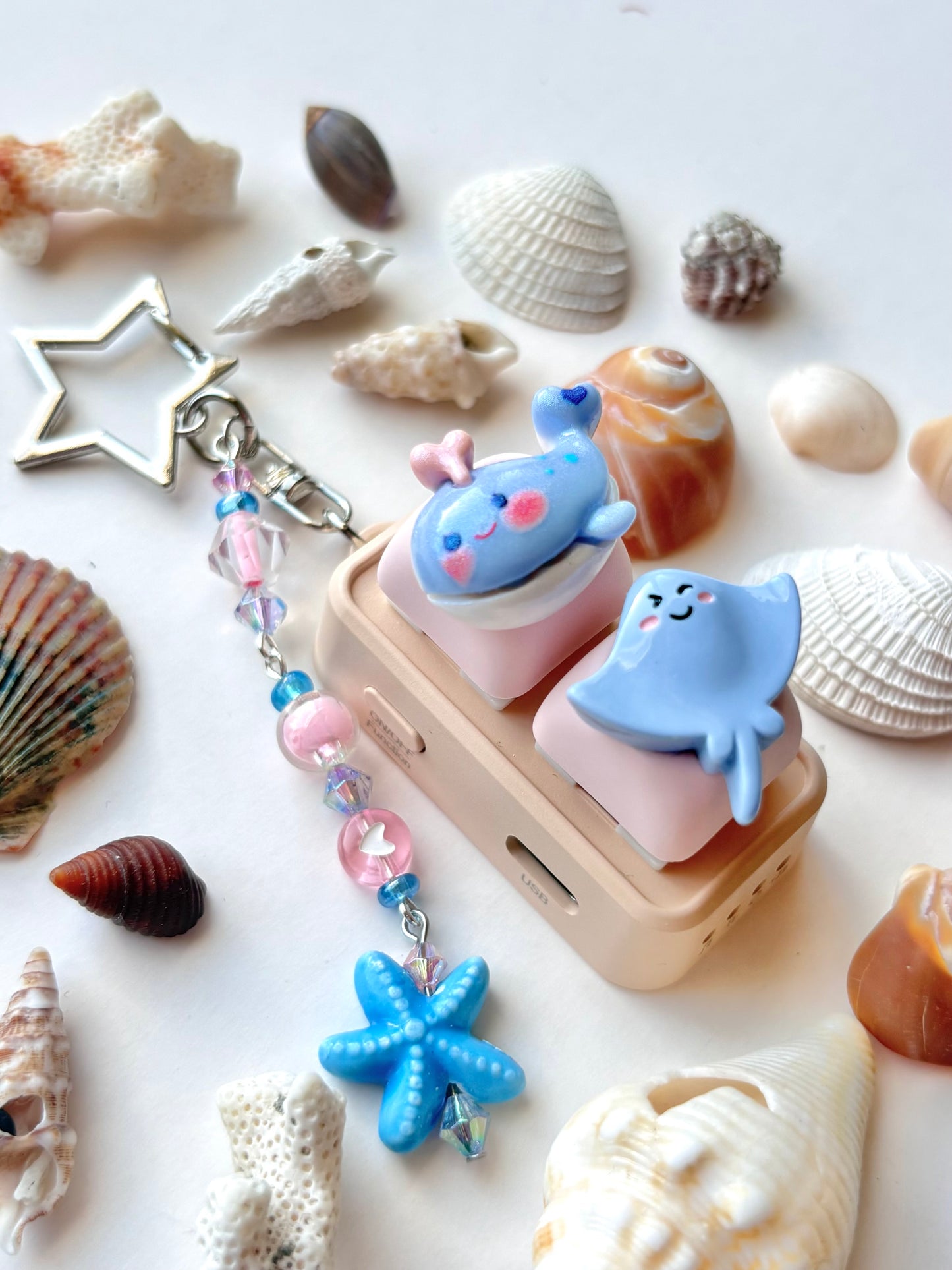 Mini Keyboard Page Turner | Pink and Blue Whale and Ray 🐳 💗