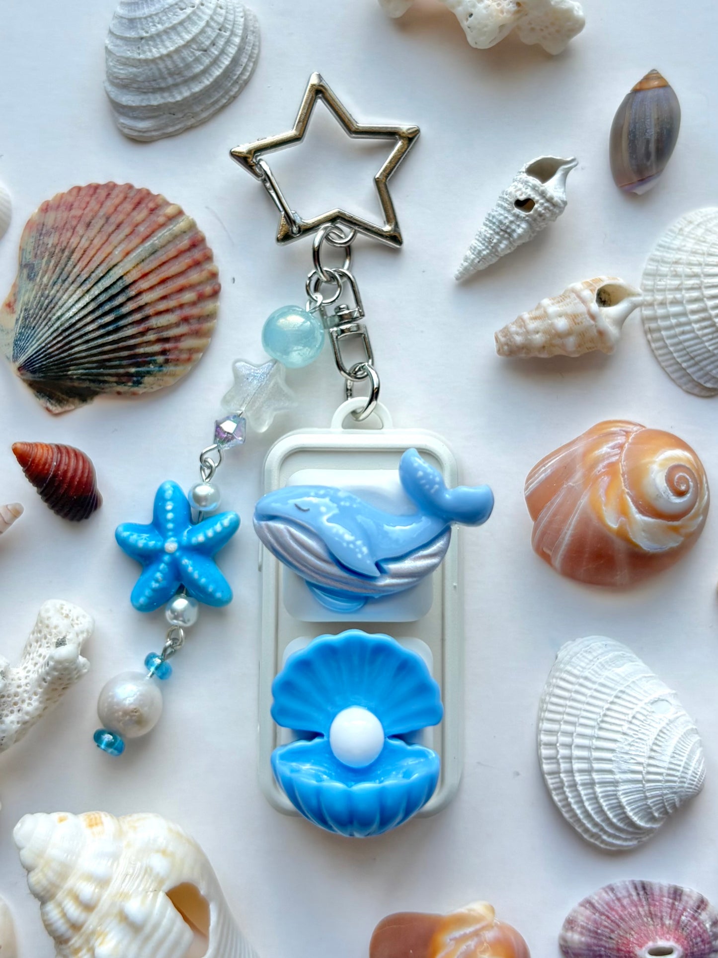 Mini Keyboard Page Turner | White and Blue Whale and Clam 🐋 🐚