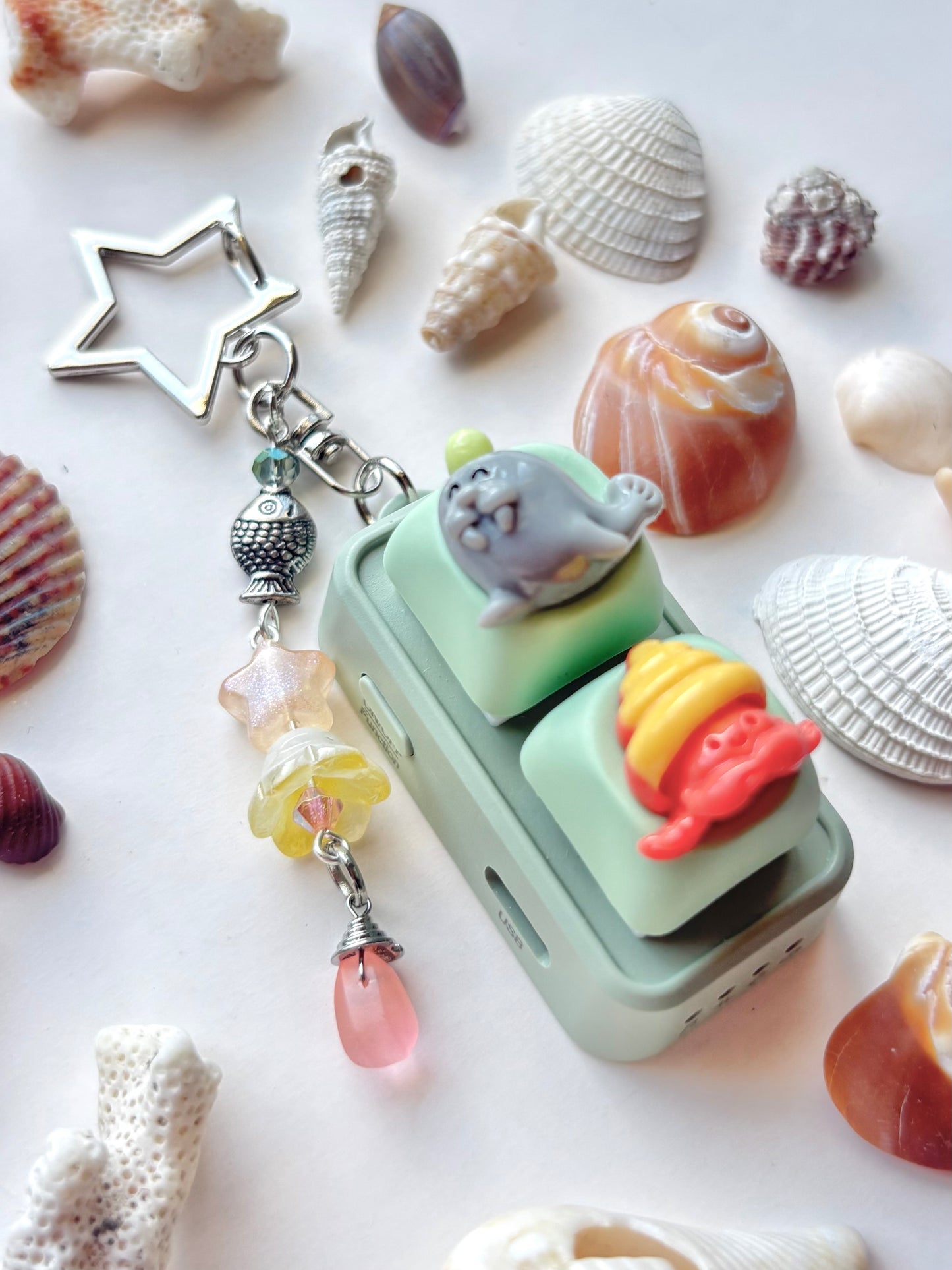 Mini Keyboard Page Turner | Green Seal and Hermit Crab 🦭 🦀