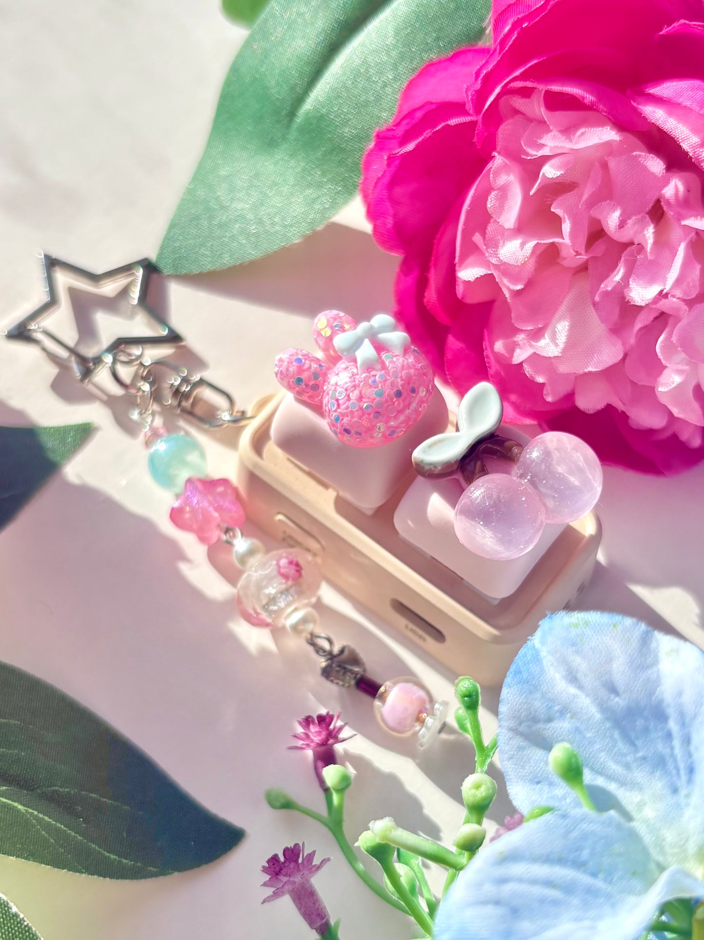 Mini Keyboard Page Turner | Sparkly Pink Cherry Bunny 🍒 🐰