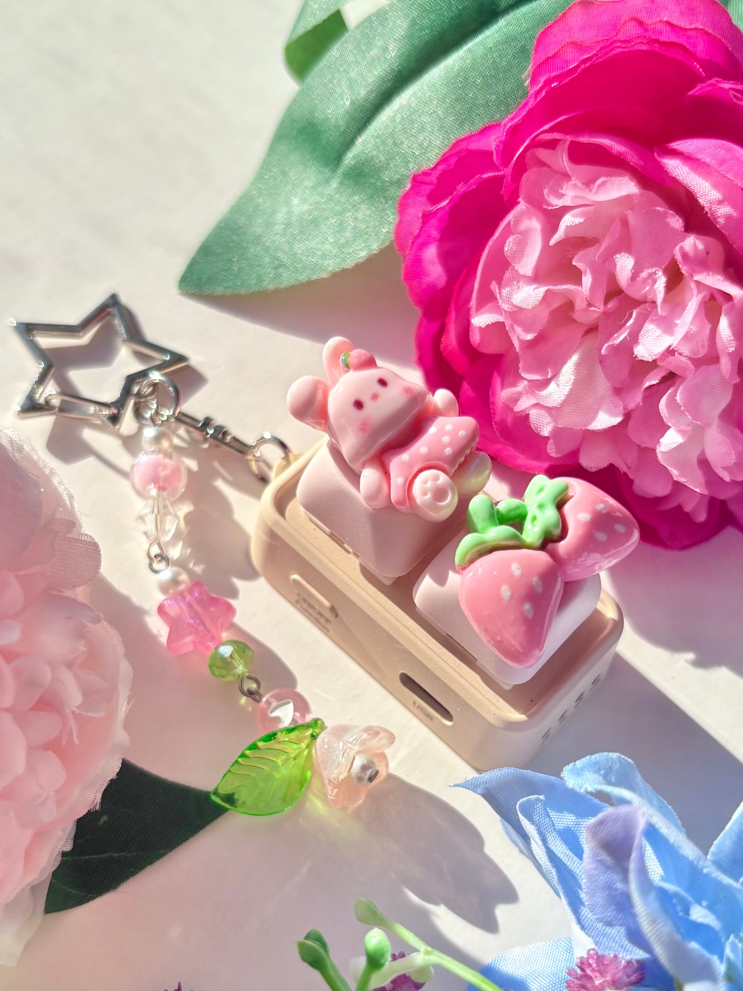 Mini Keyboard Page Turner | Pink Strawberry Polka Dot Bunny 🎀