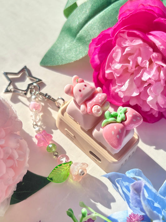 Mini Keyboard Page Turner | Pink Strawberry Polka Dot Bunny 🎀