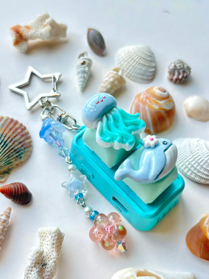 Mini Keyboard Page Turner | Blue Jellyfish and Whale 🪼 🐋