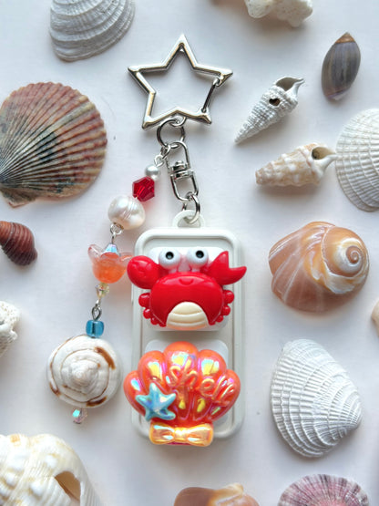 Mini Keyboard Page Turner | White and Red Crab and Shell 🦀