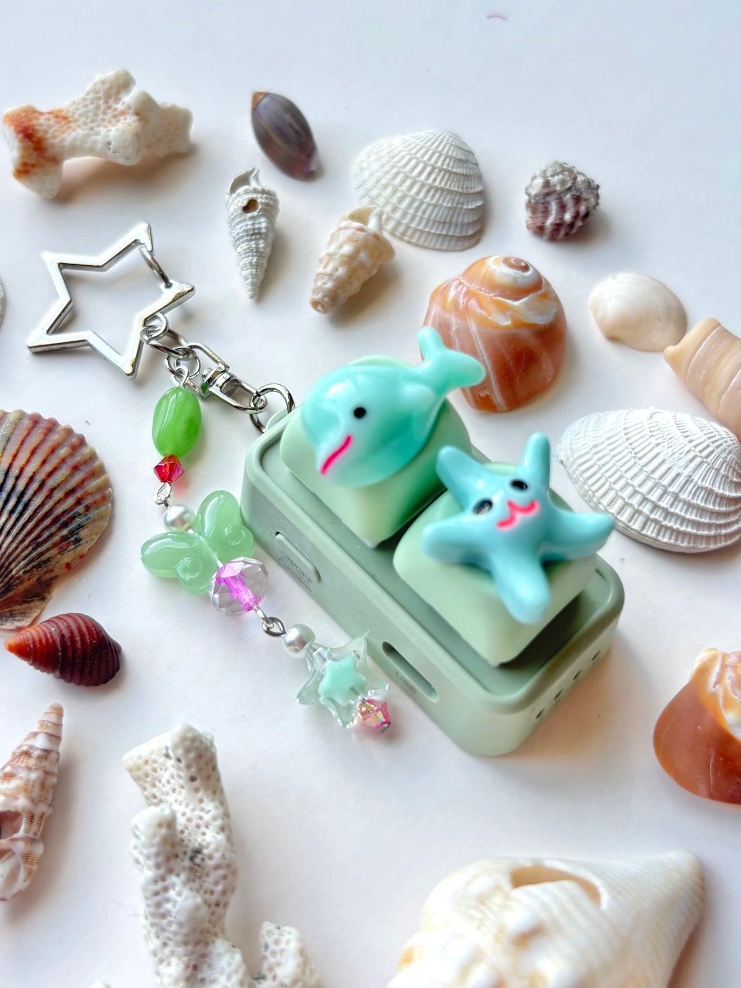 Mini Keyboard Page Turner | Green Beluga and Starfish :3
