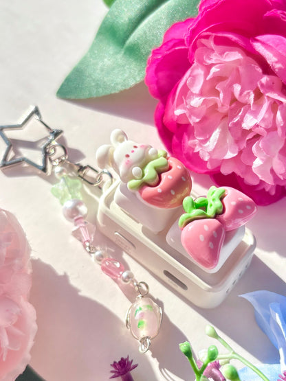 Mini Keyboard Page Turner | White Strawberry Bunny 🐰