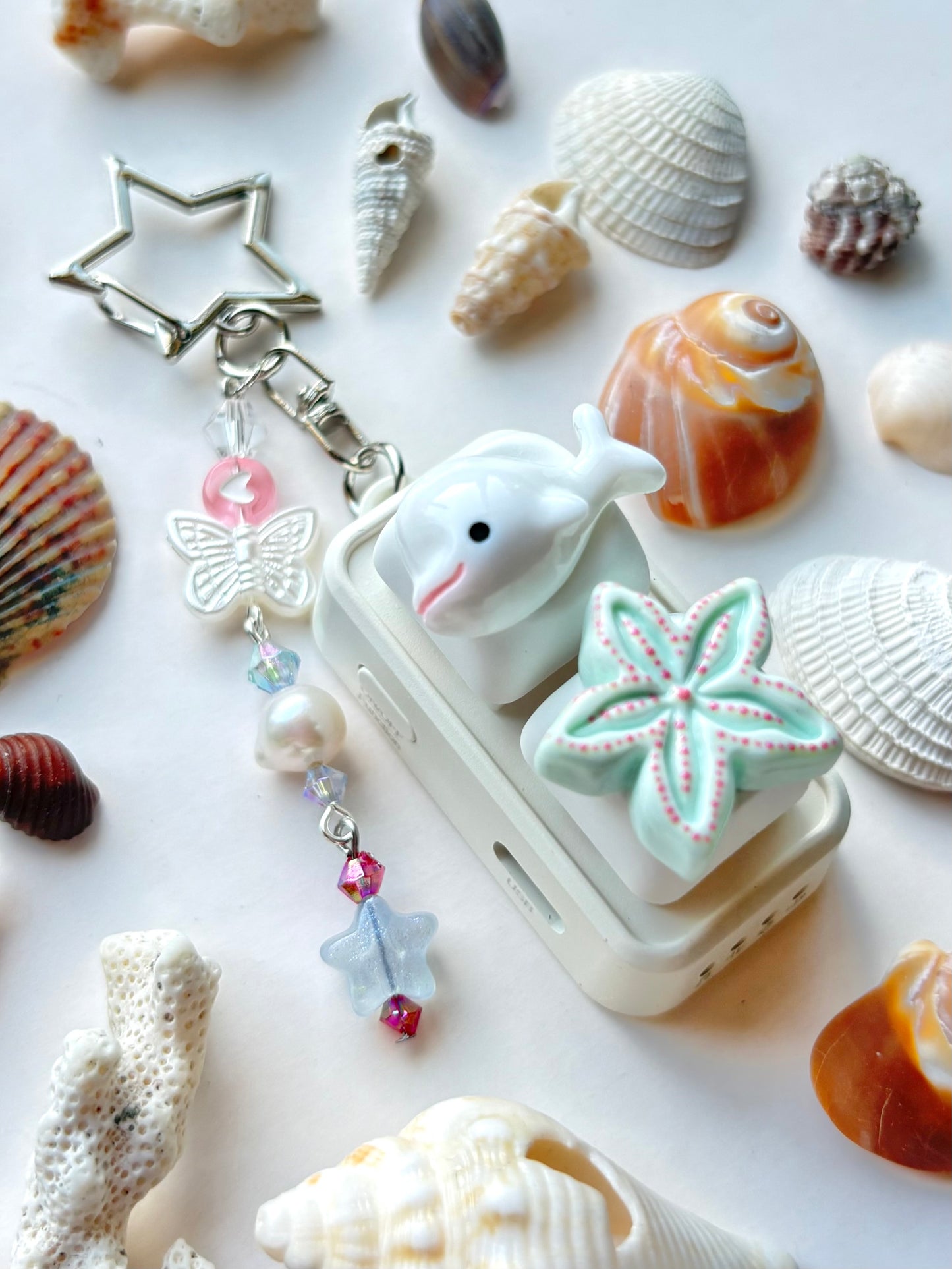 Mini Keyboard Page Turner | White Beluga Whale and Starfish 🤍