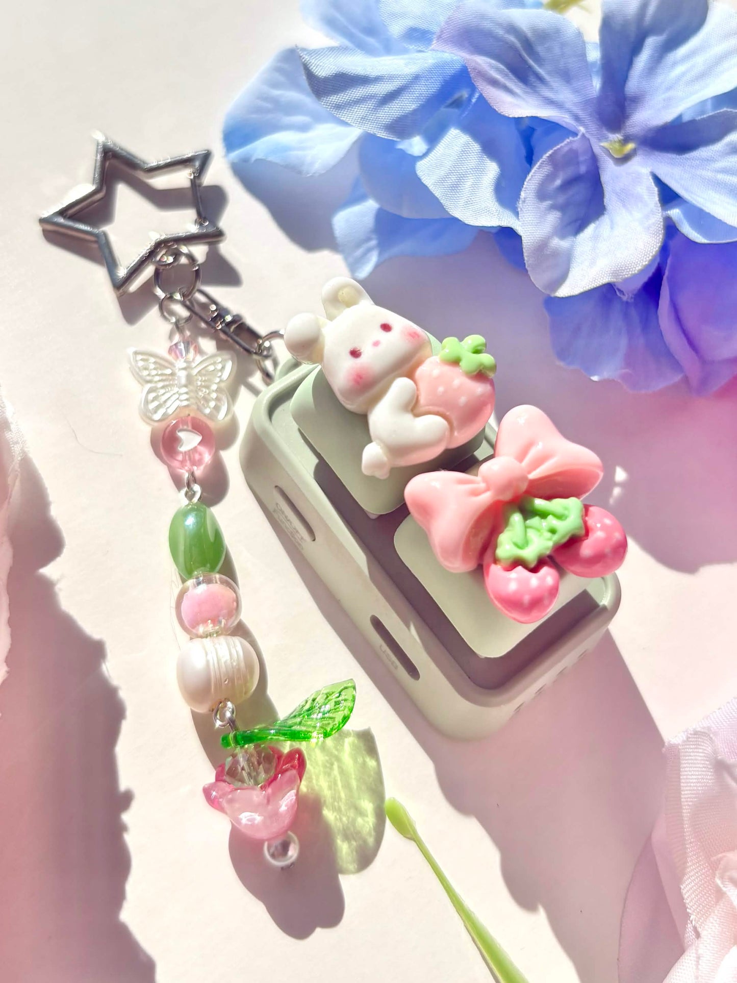Mini Keyboard Page Turner | Green Strawberry Bunny 🍓