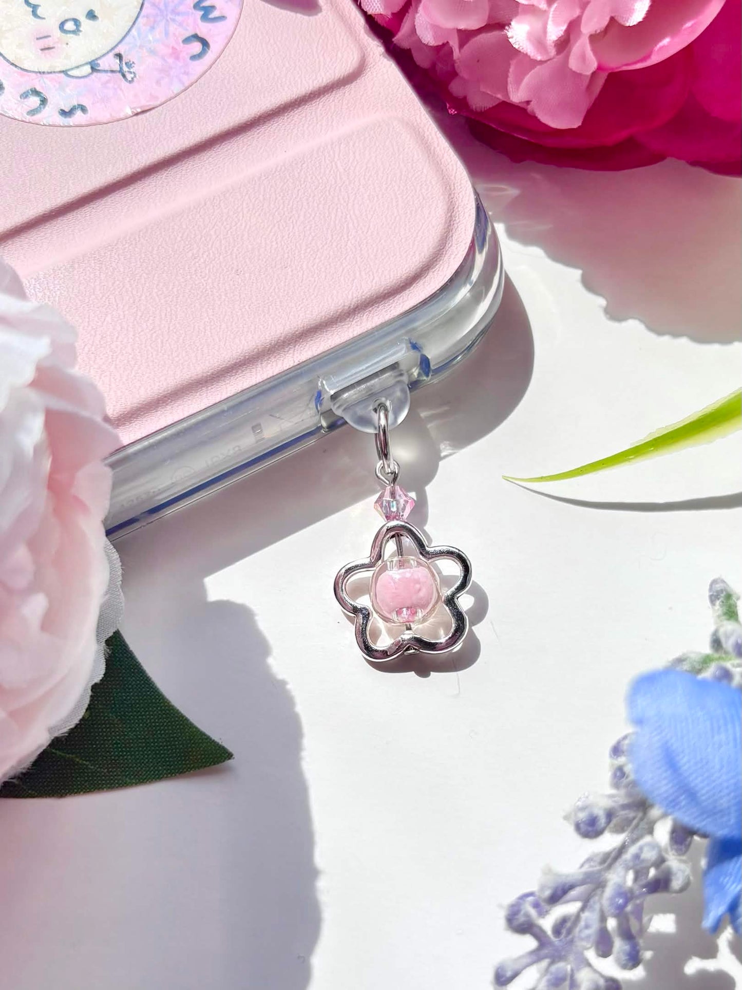 USB-C Dust Plug | Pink Metal Flower