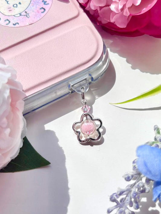 USB-C Dust Plug | Pink Metal Flower